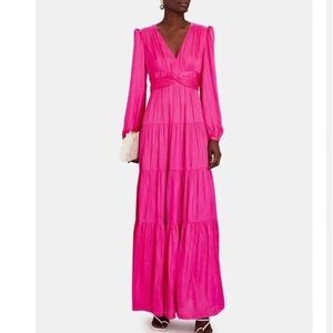 INTERMIX Hot Pink Long Sleeve Maxi Dress